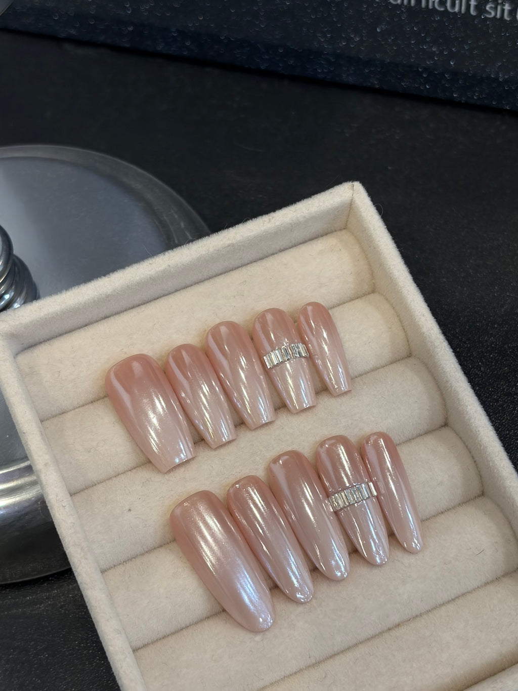 Creamy Crystal Luxe | Nude Skin-tone & Gemstone Nails