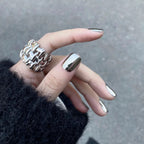Liquid Silver Mirror | Full Chrome Short Square Nails