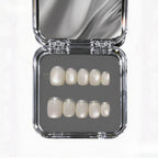 Silver Shell Solace | Mother-of-Pearl & Metallic Rim Nails