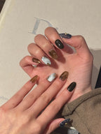Golden Orchid Ripple | Textured Metallic & Floral Nails