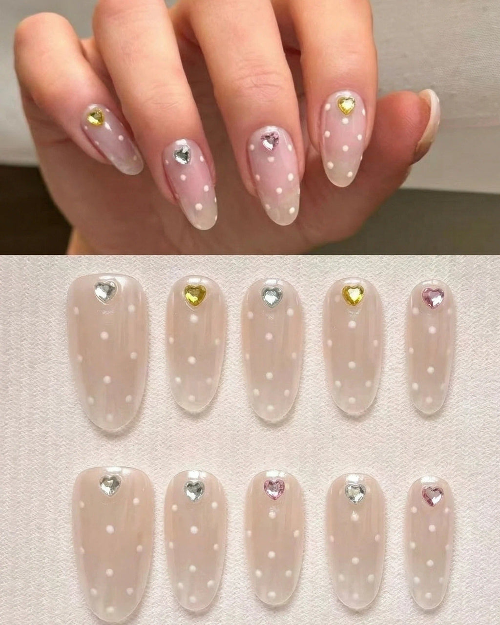 Confetti Sparkle | Polka Dot & Multi-color Crystal Nails