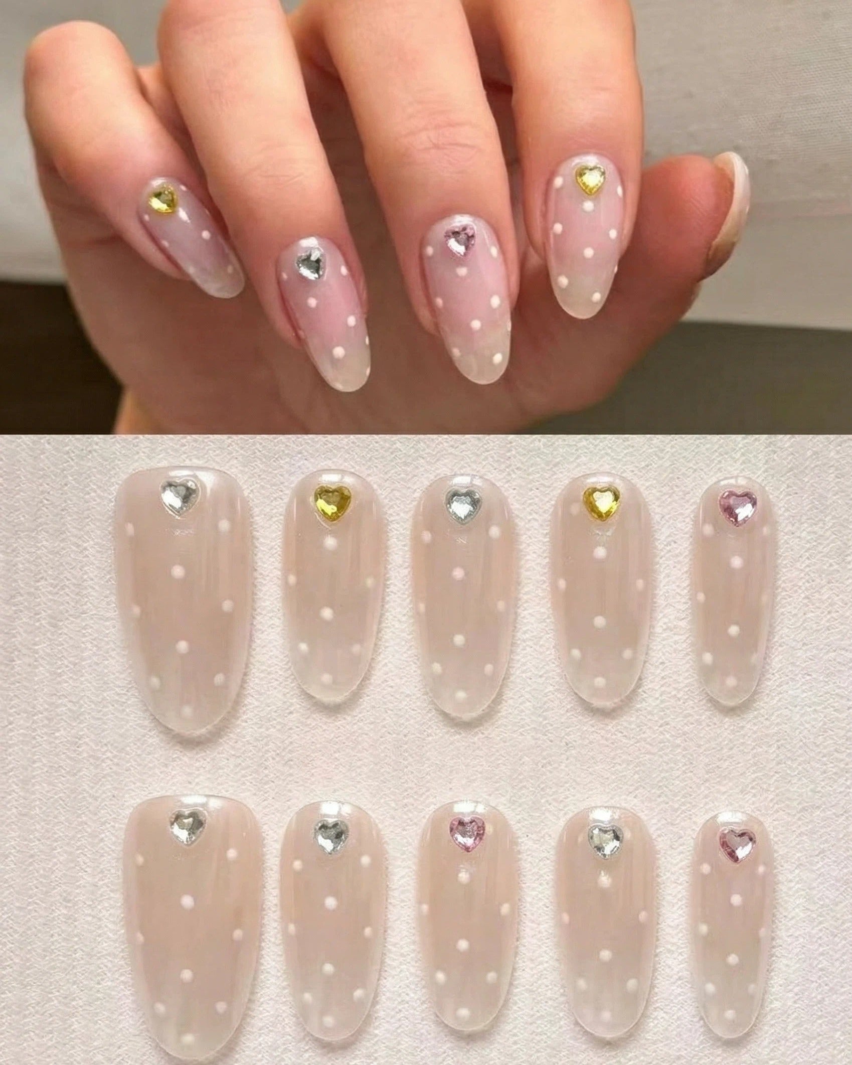 Confetti Sparkle | Polka Dot & Multi-color Crystal Nails