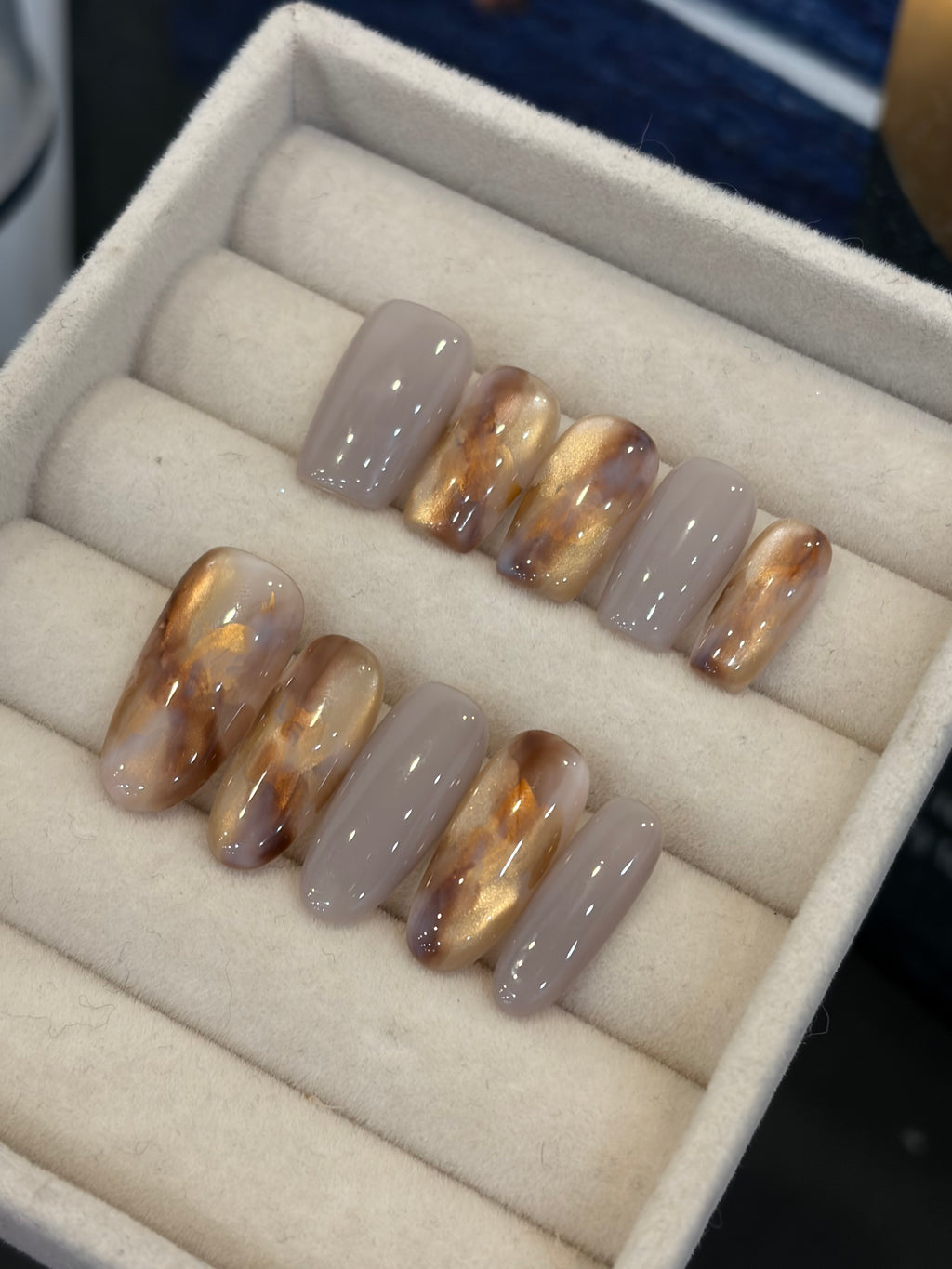 Amber Mist | Autumnal Gradient & Smoky Marble Nails
