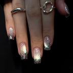 Midnight Bloom | Ombre Cat-eye & Metallic Floral Nails