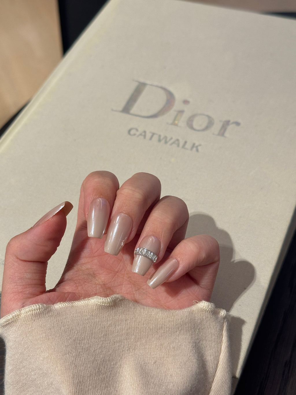 Creamy Crystal Luxe | Nude Skin-tone & Gemstone Nails